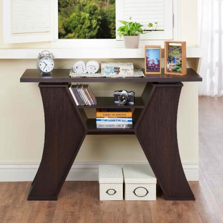 Raise Table Top And Shelf MDF Side Panel Console Table - Raise Table Top And Shelf MDF Side Panel Console Table